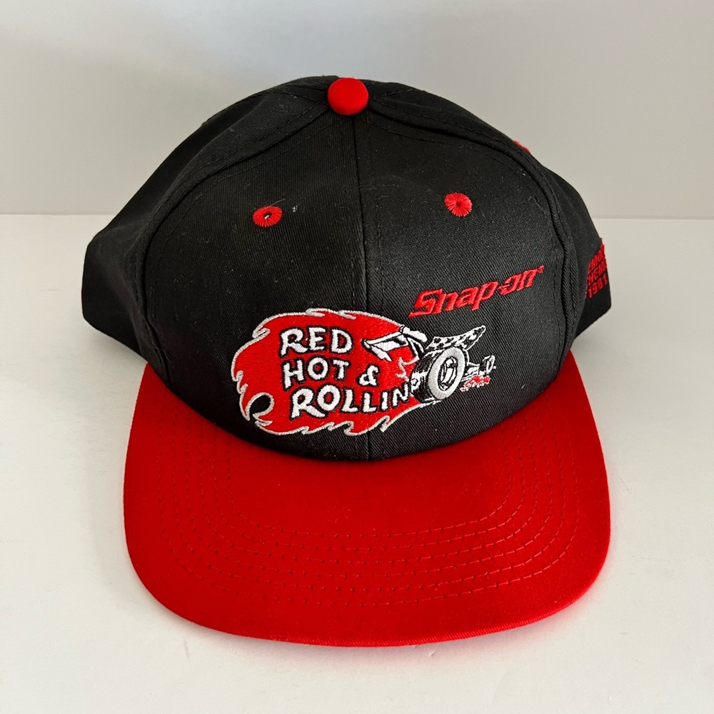 Vintage Snap-on “Red Hot & Rollin” Black SnapBack Cap Hat